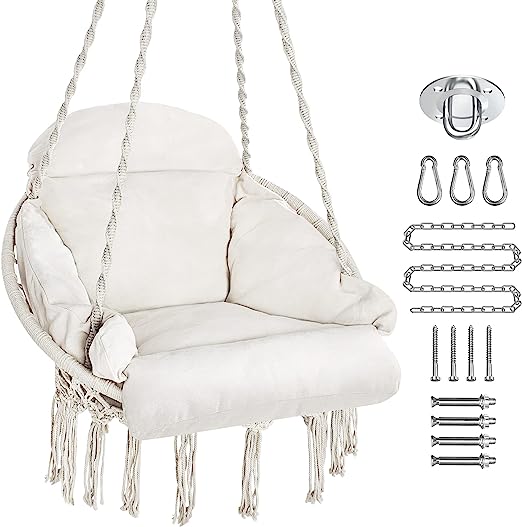PUREKEA hammock chair, macrame hanging swing chair