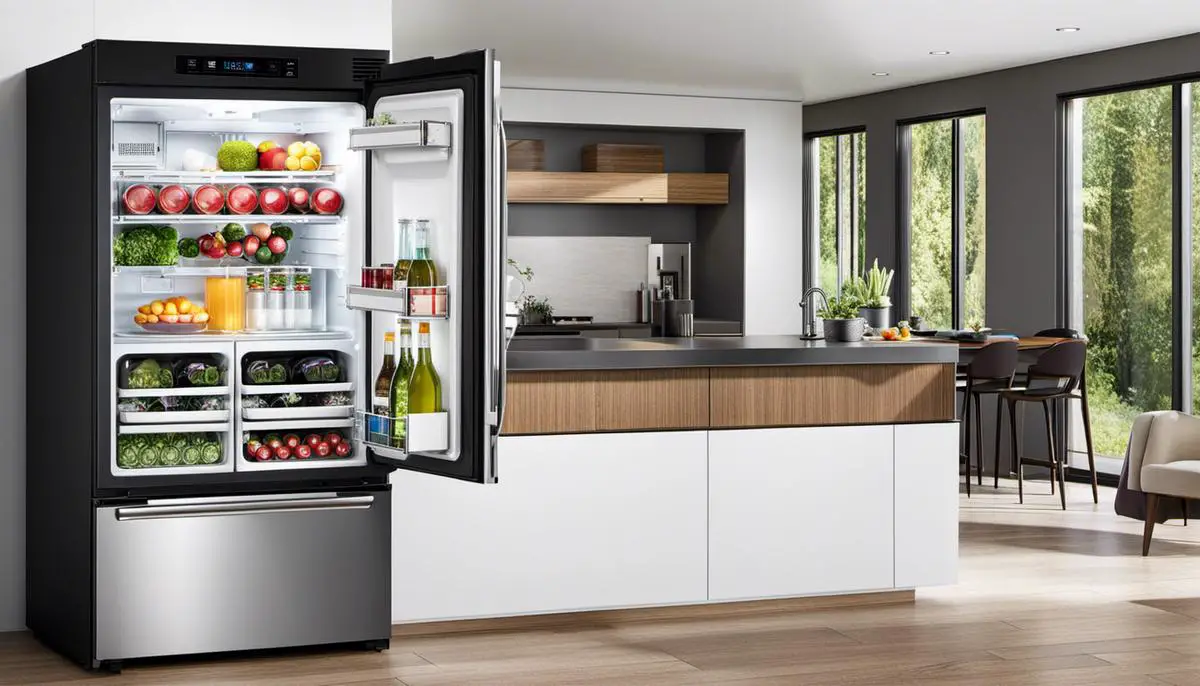 A compact refrigerator with a freezer section, showcasing energy efficiency for cost savings.
